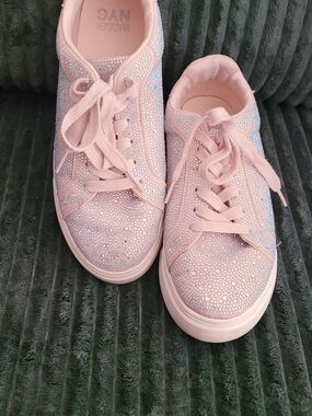 Madden Girl Women's Blush Pink Crystal Lace-Up Sneakers